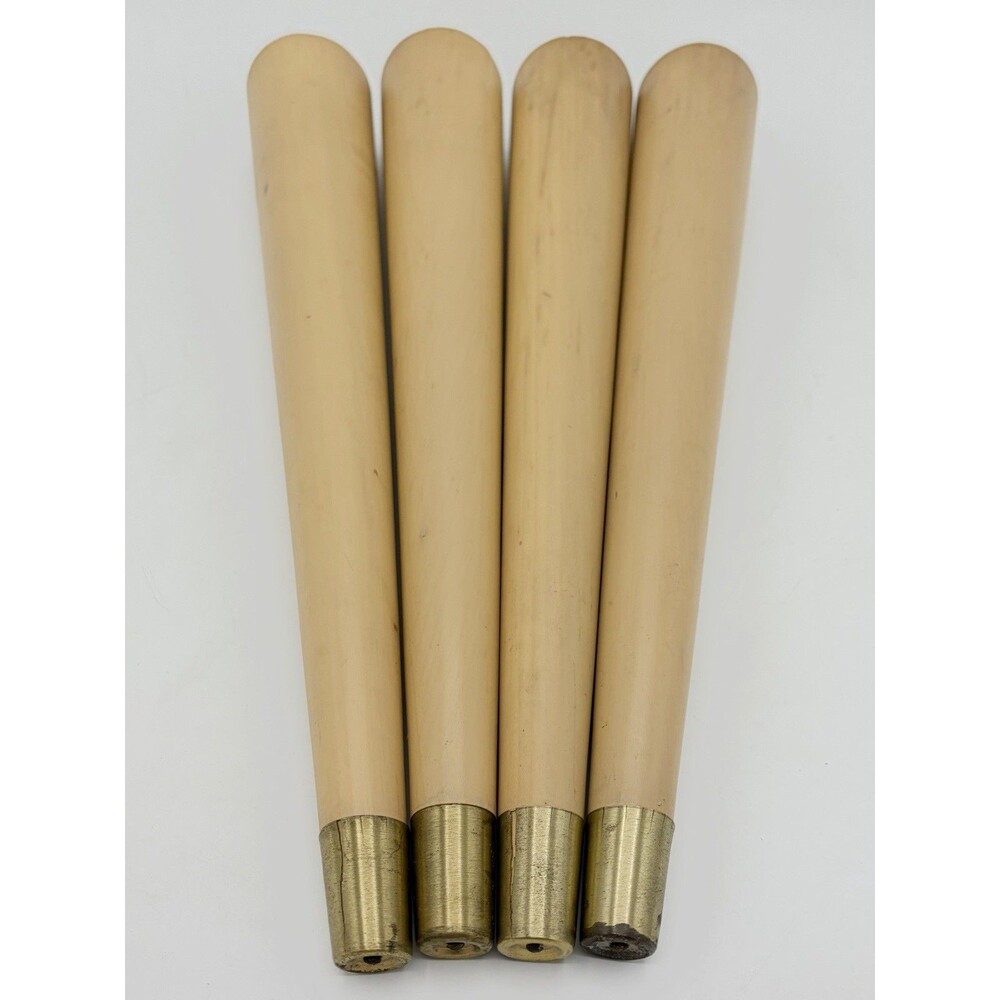 Vintage Set of 4 MCM Tapered Wood Furniture Legs - 12” Light Blond Wood